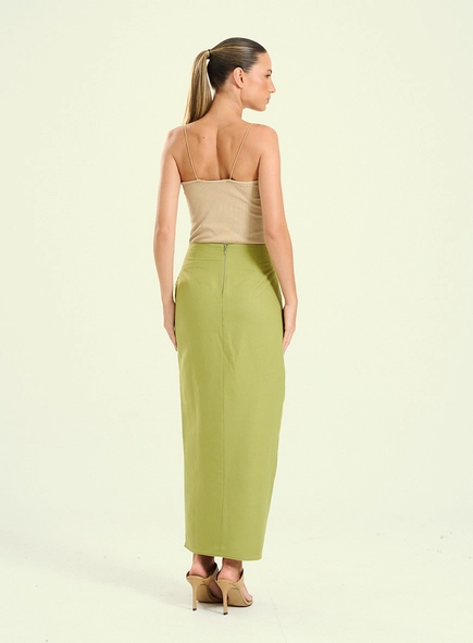 Saia Midi Linho Com Argola
