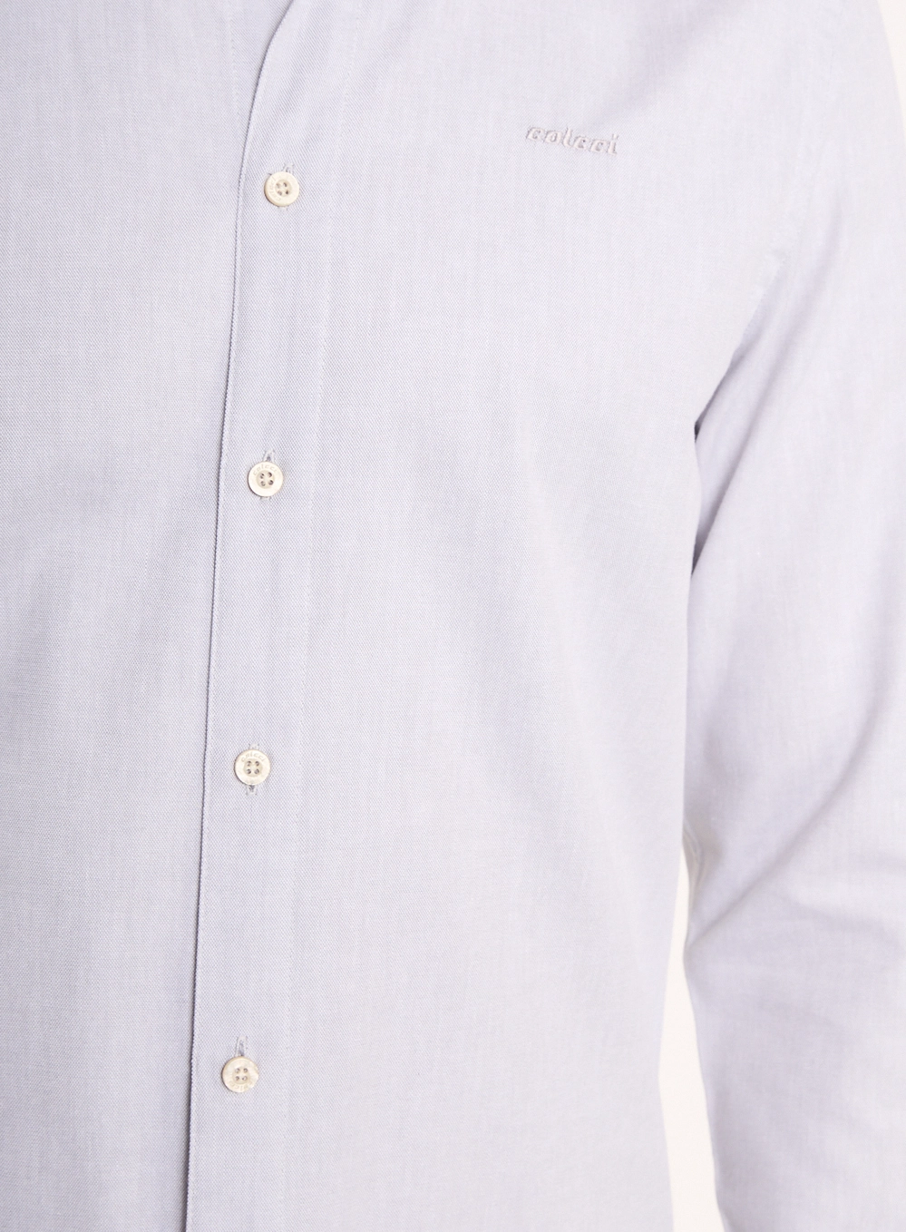 Camisa Masculina Com Logo E Punhos Abotoados Cinza