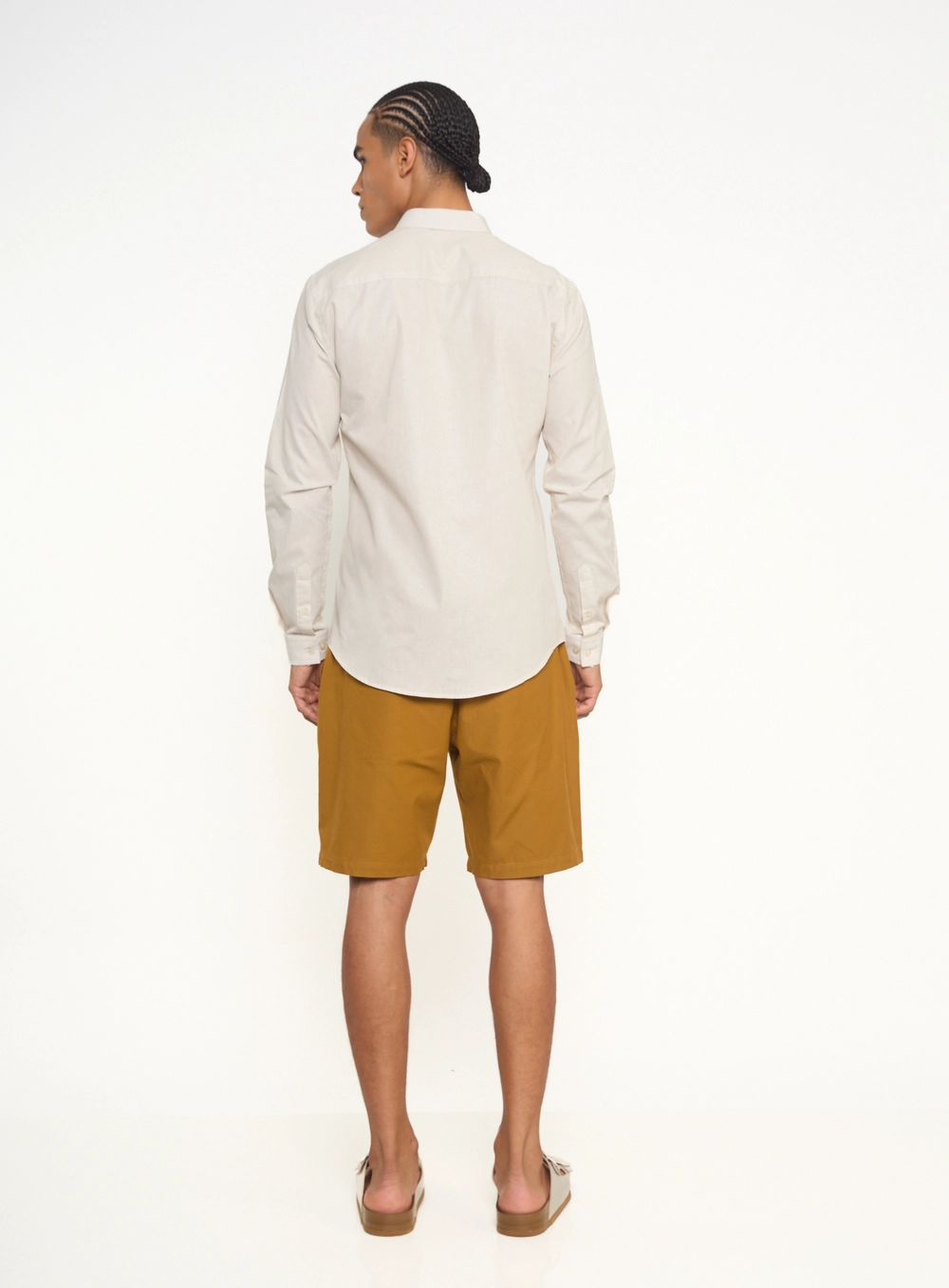 Camisa Masculina Listrada Com Mini Logo Branco