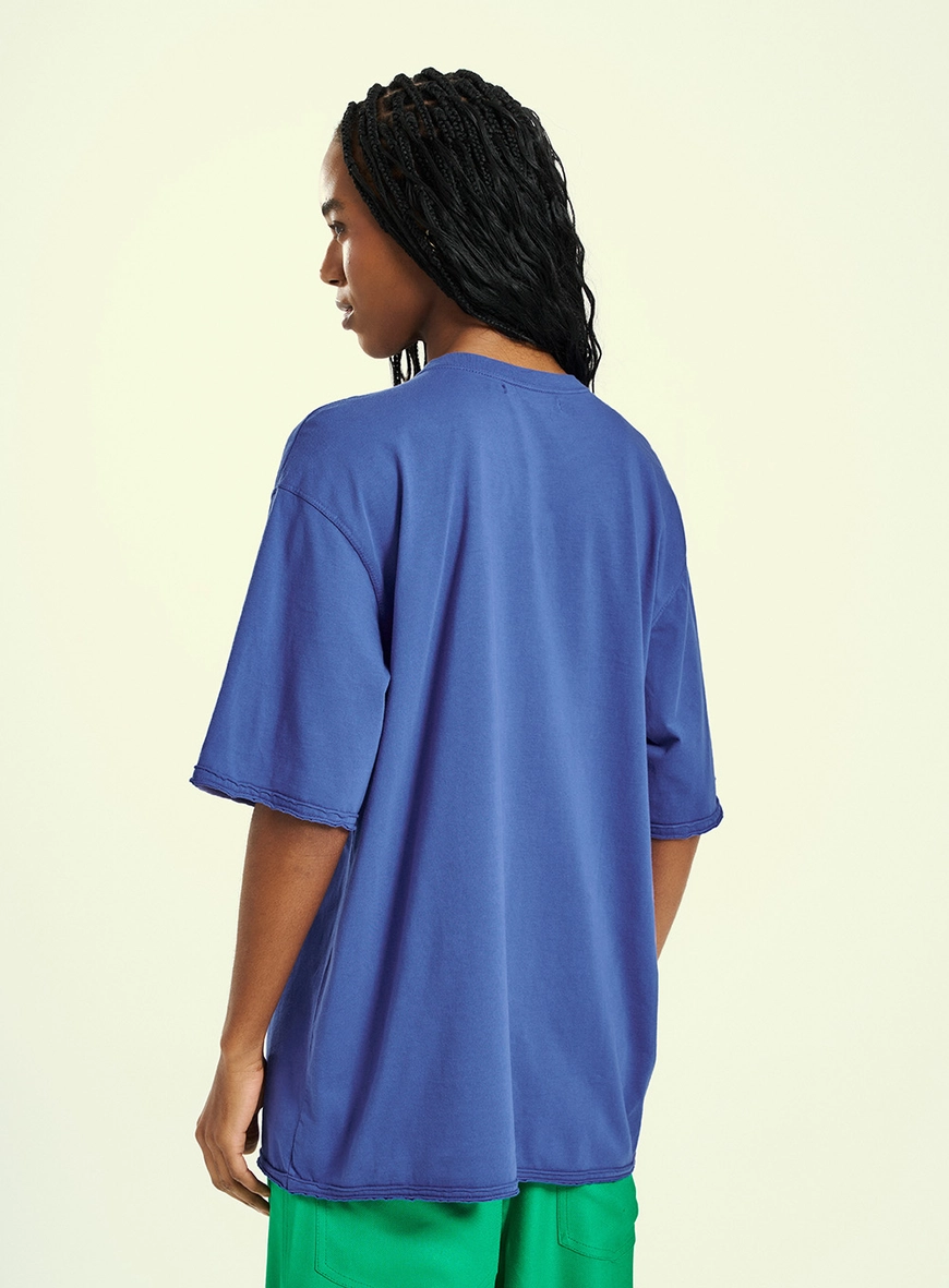 Camiseta Malha Feminina Oversized Azul 2
