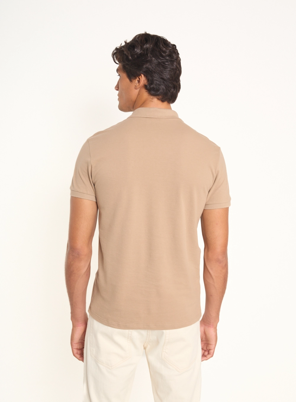 Polo Masculina Com Logo Localizado Bege