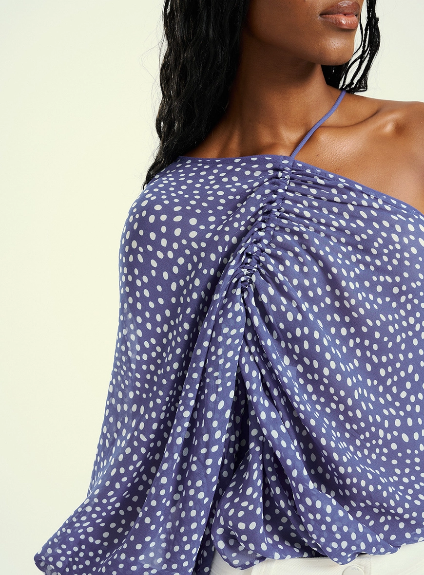 Blusa Feminina Estampada Franzida Com Um Ombro Só Estampados 3