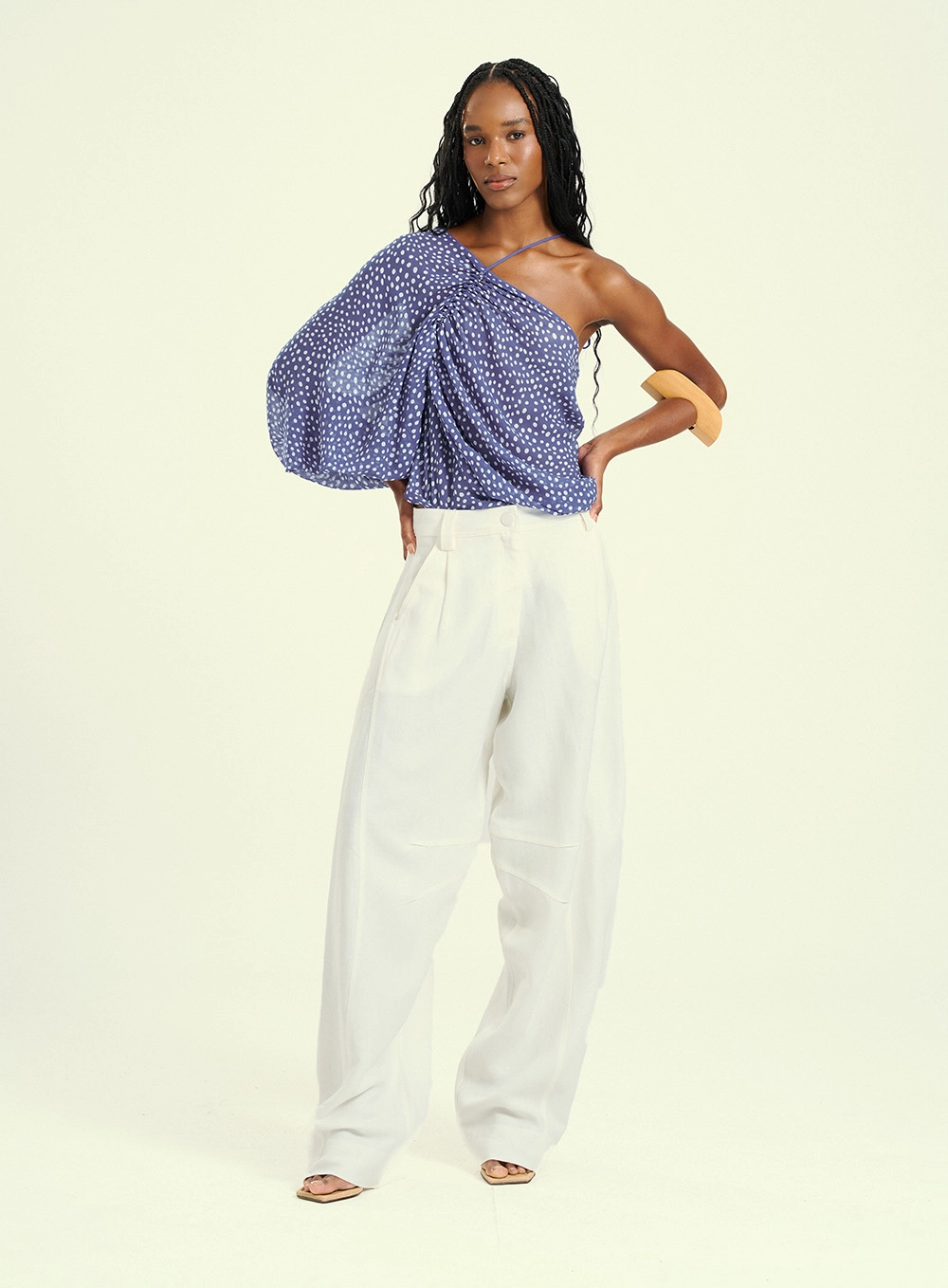 Blusa Feminina Estampada Franzida Com Um Ombro Só Estampados 4
