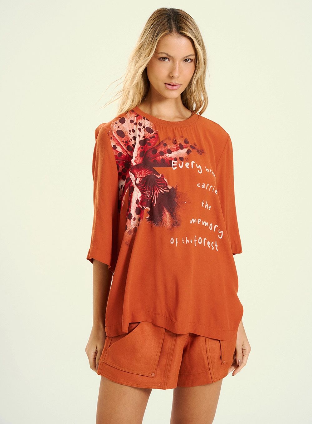 Blusa Feminina Estampada Com Mangas Amplas Estampados 1