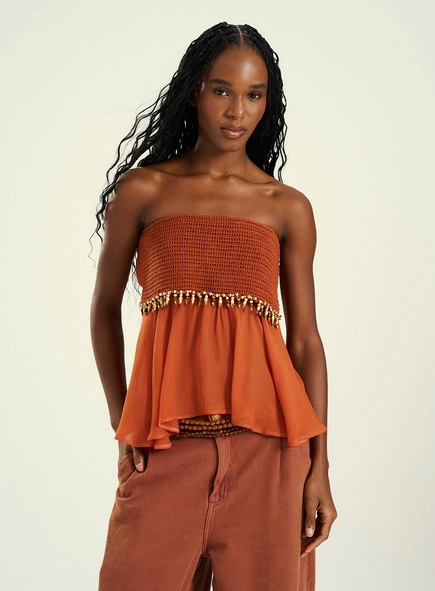 Blusa Feminina Tomara Que Caia Em Crochê