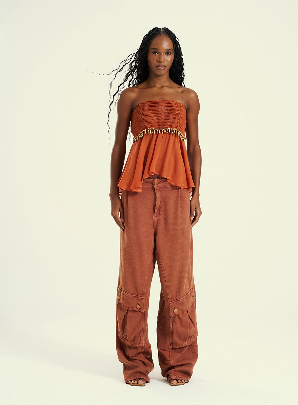 Blusa Feminina Tomara Que Caia Em Crochê Marrom 4