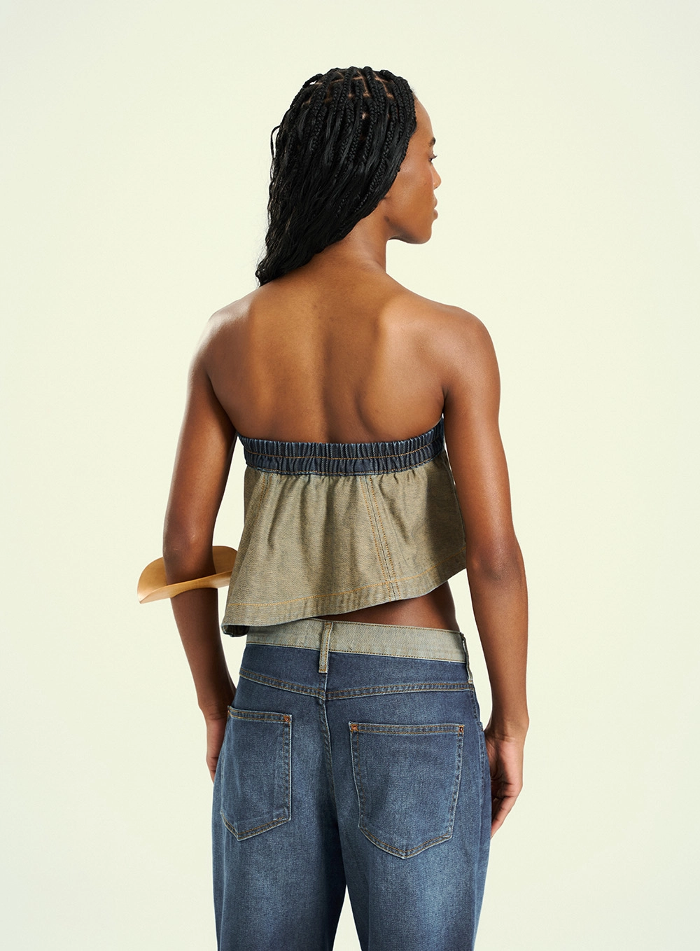 Blusa Jeans Feminina Tomara Que Caia Bicolor Azul 2