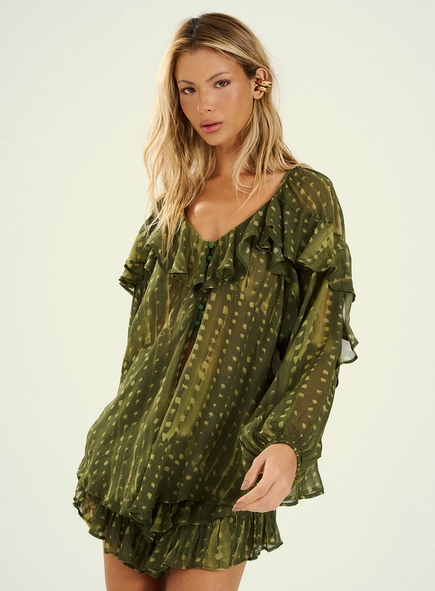 Blusa Feminina Estampada Com Babados
