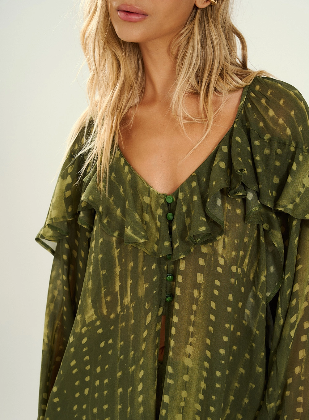 Blusa Feminina Estampada Com Babados Estampados 4