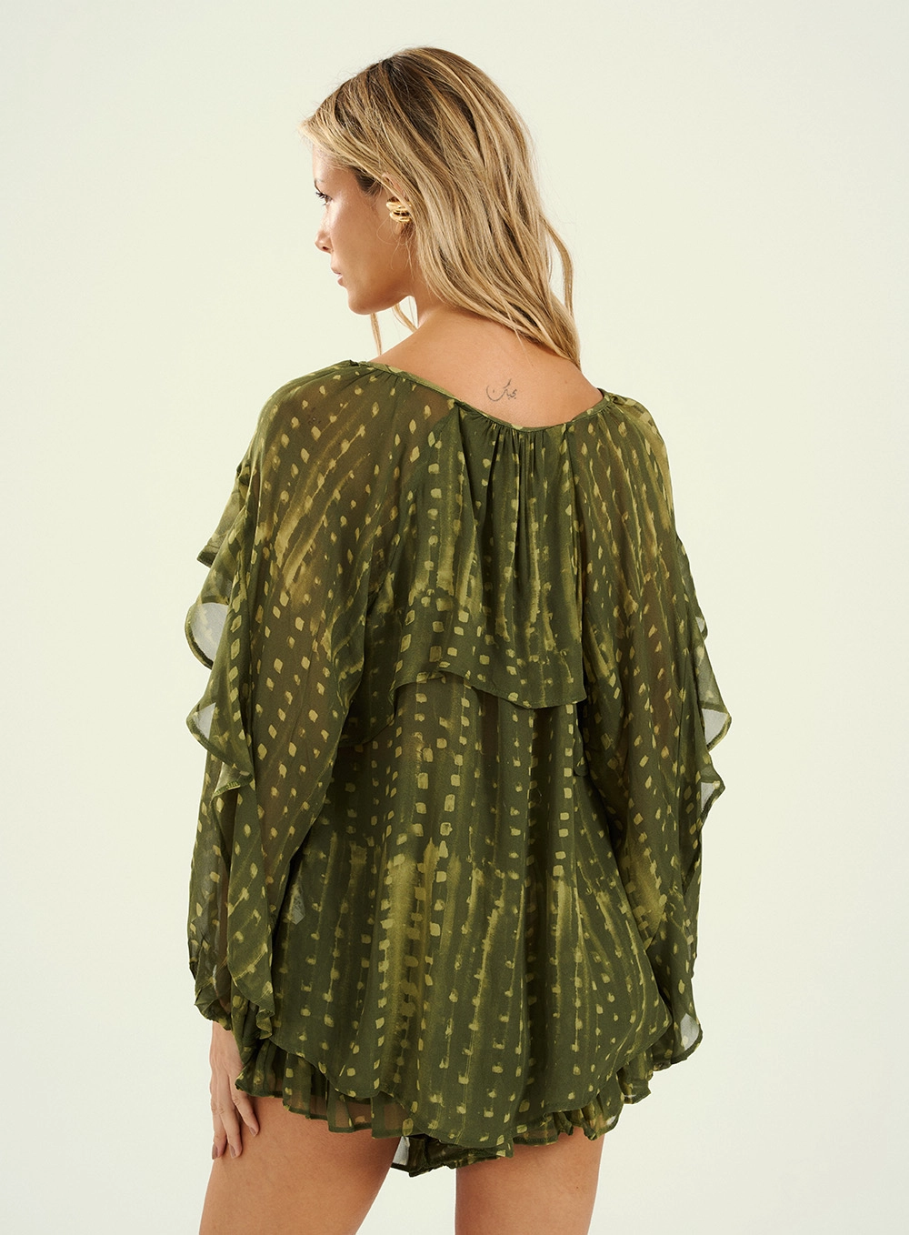 Blusa Feminina Estampada Com Babados Estampados 3