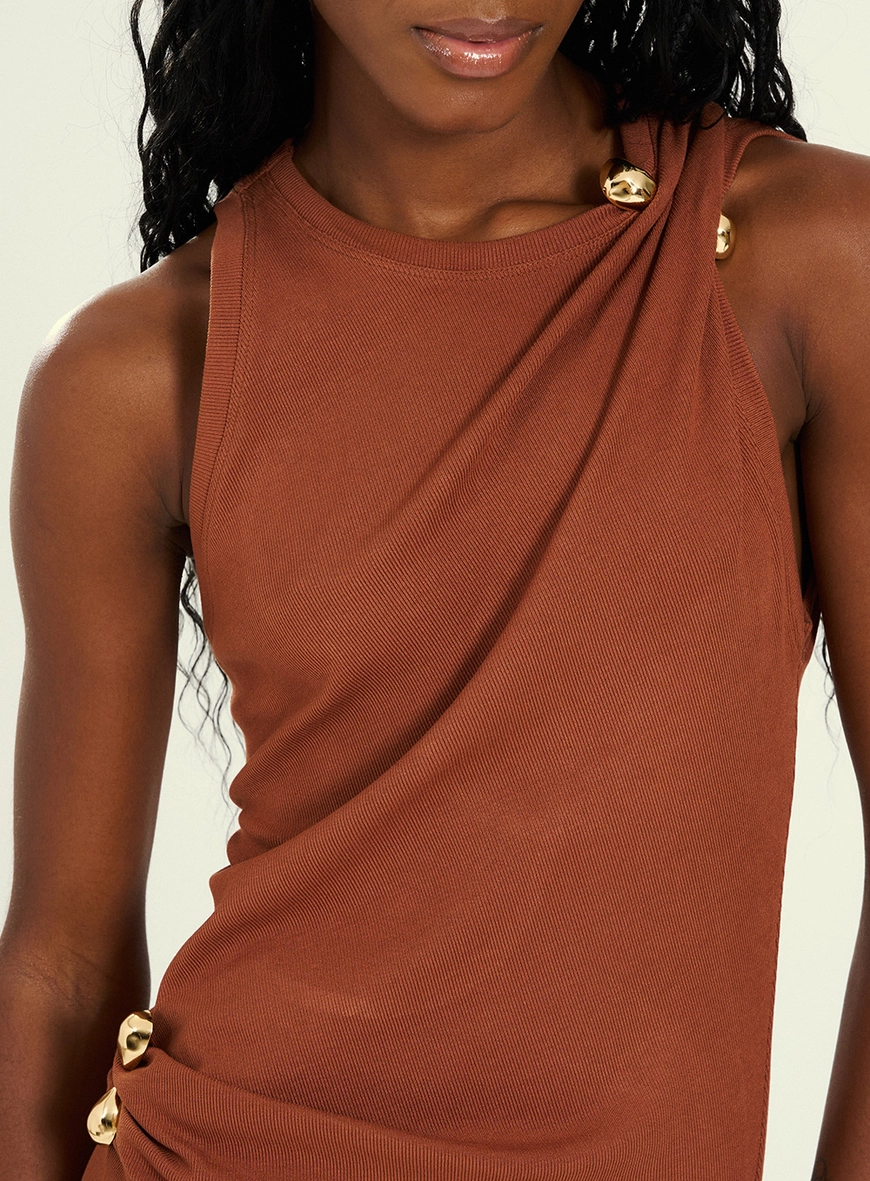 Vestido Feminino Midi Cut-out Marrom 4
