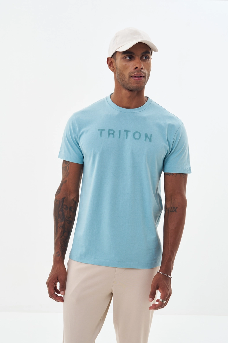 Camiseta Masculina Com Estampa Frontal Azul 2