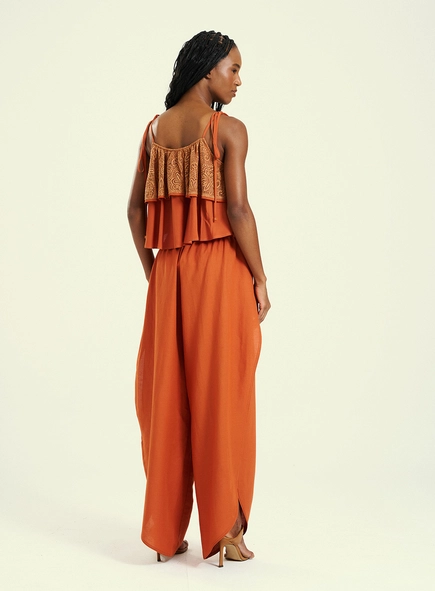 Calça Pantalona Com Fenda