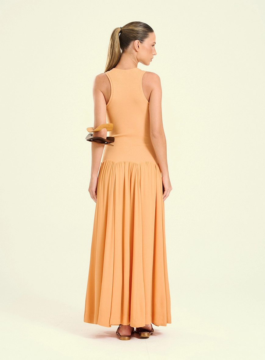 Vestido Feminino Longo Básico Laranja 2