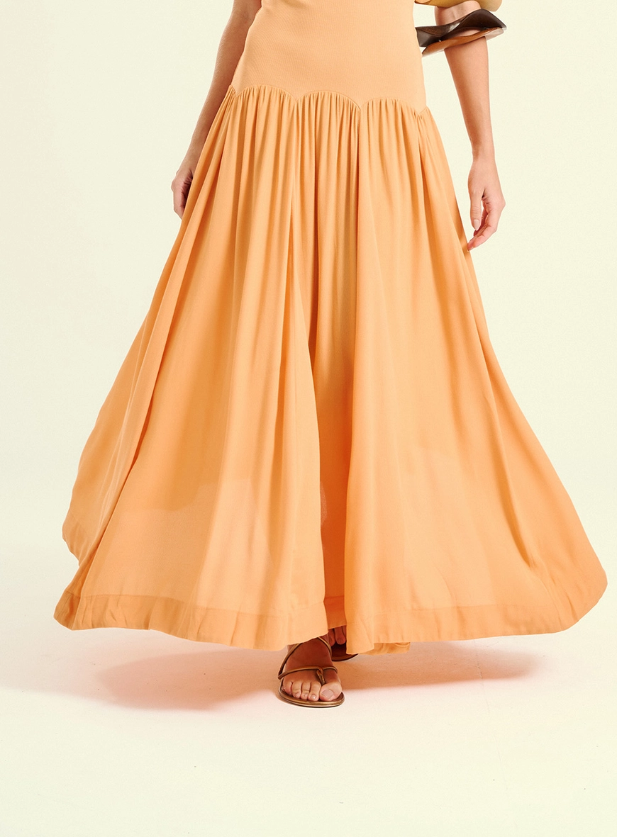 Vestido Feminino Longo Básico Laranja 3