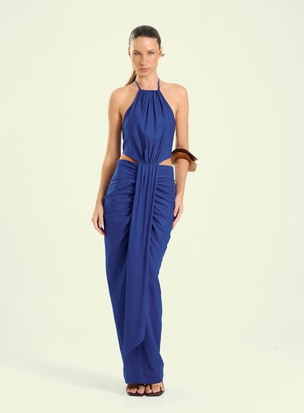 Vestido Feminino Longo Cut-out Transpassado