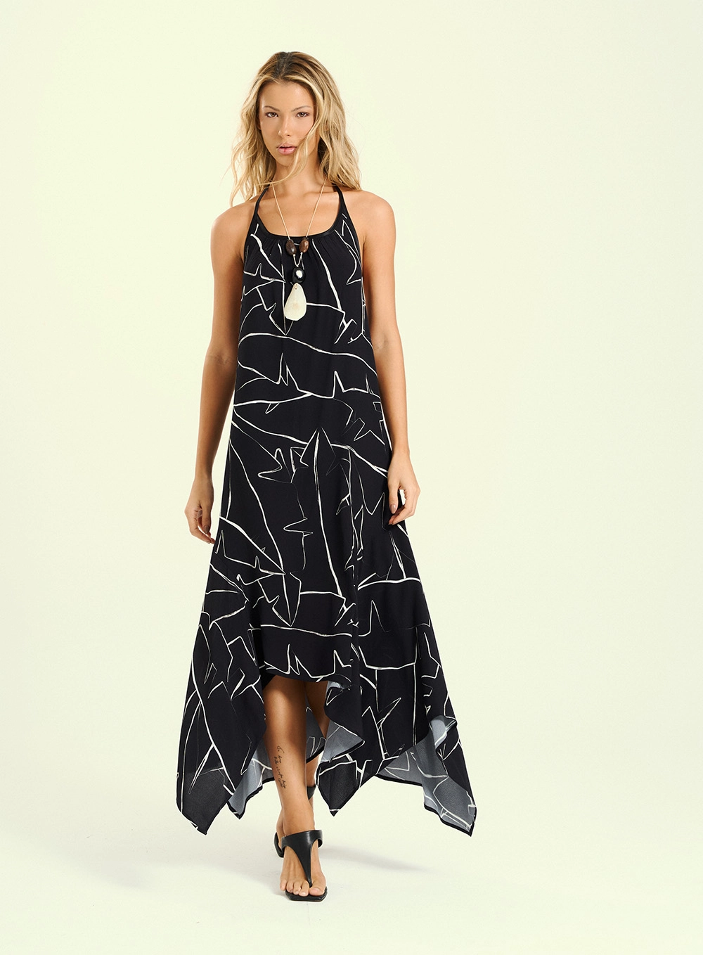 Vestido Feminino Midi Estampado Costas Abertas Estampados 1