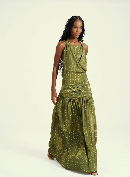 Vestido Feminino Longo Com Drepeados