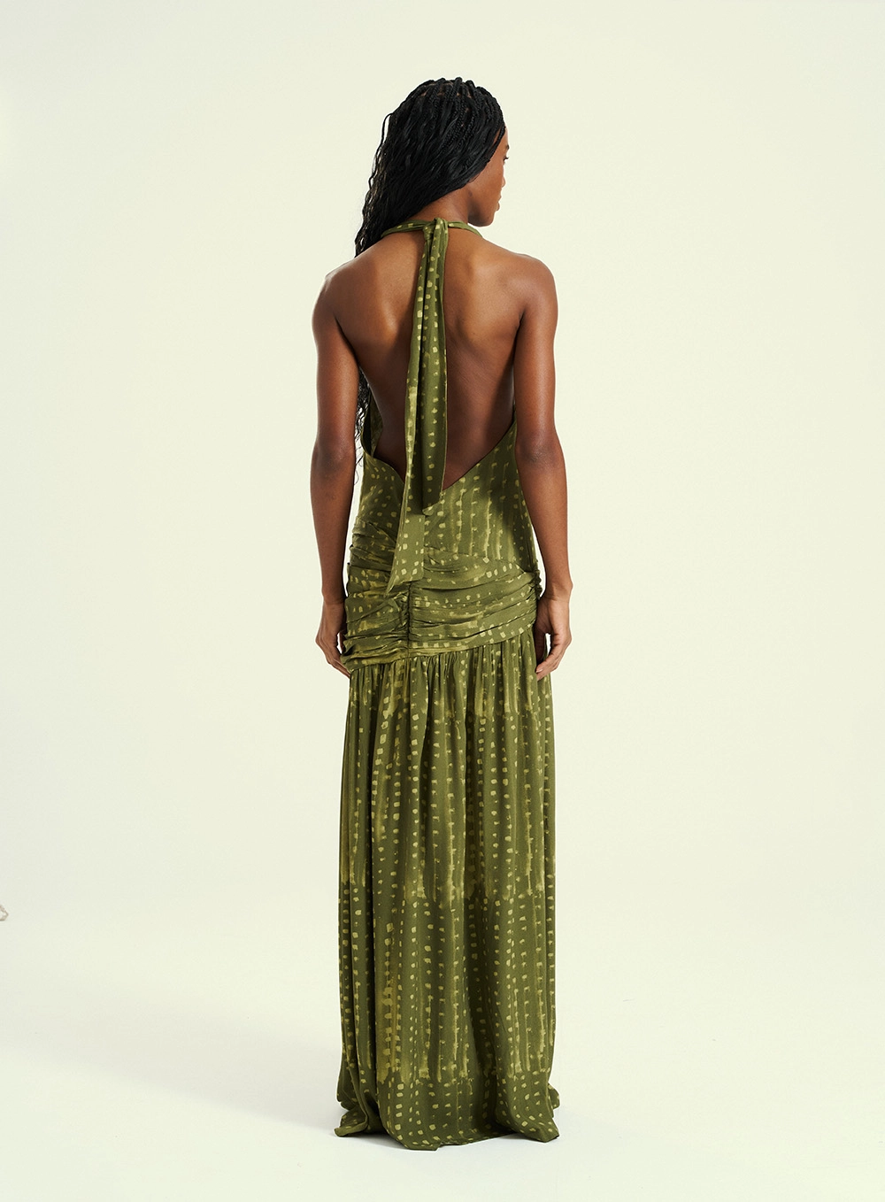 Vestido Feminino Longo Com Drepeados Estampados 3