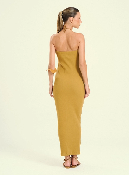 Vestido Feminino Longo Canelado Com Alça