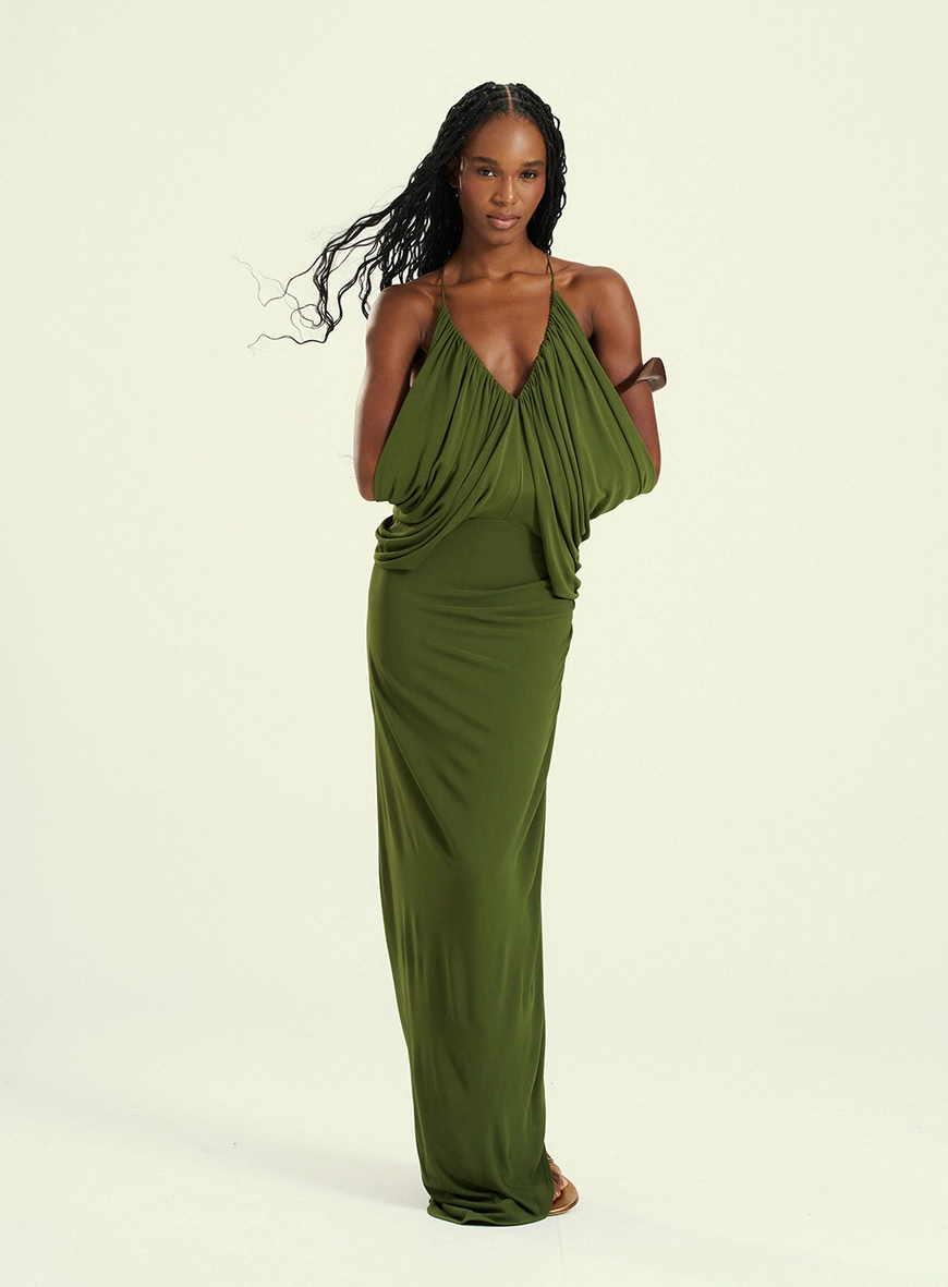 Vestido Feminino Longo De Silhueta Fluida Verde 5