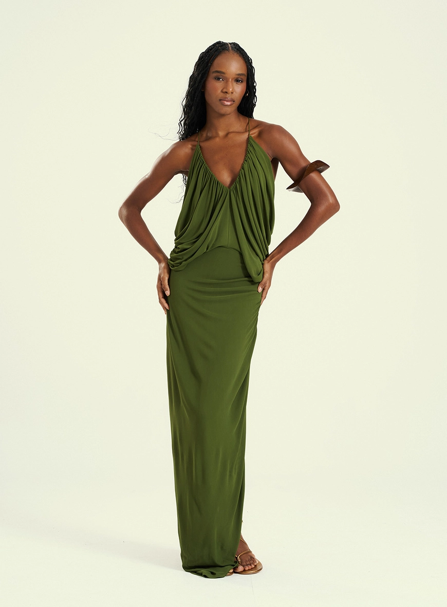 Vestido Feminino Longo De Silhueta Fluida Verde 6
