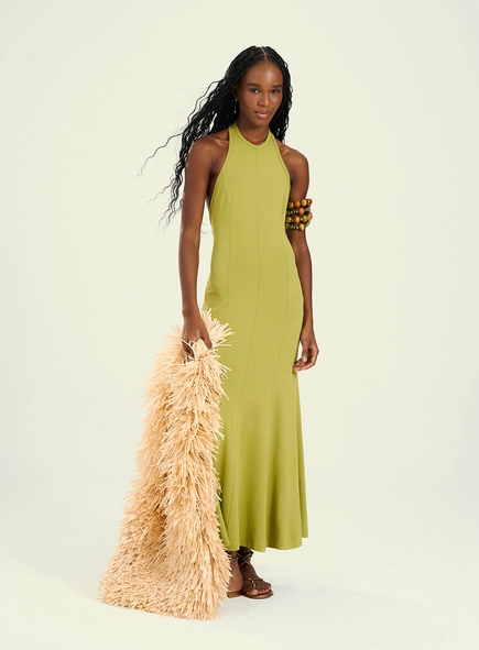Vestido Feminino Longo  Com Costas Abertas
