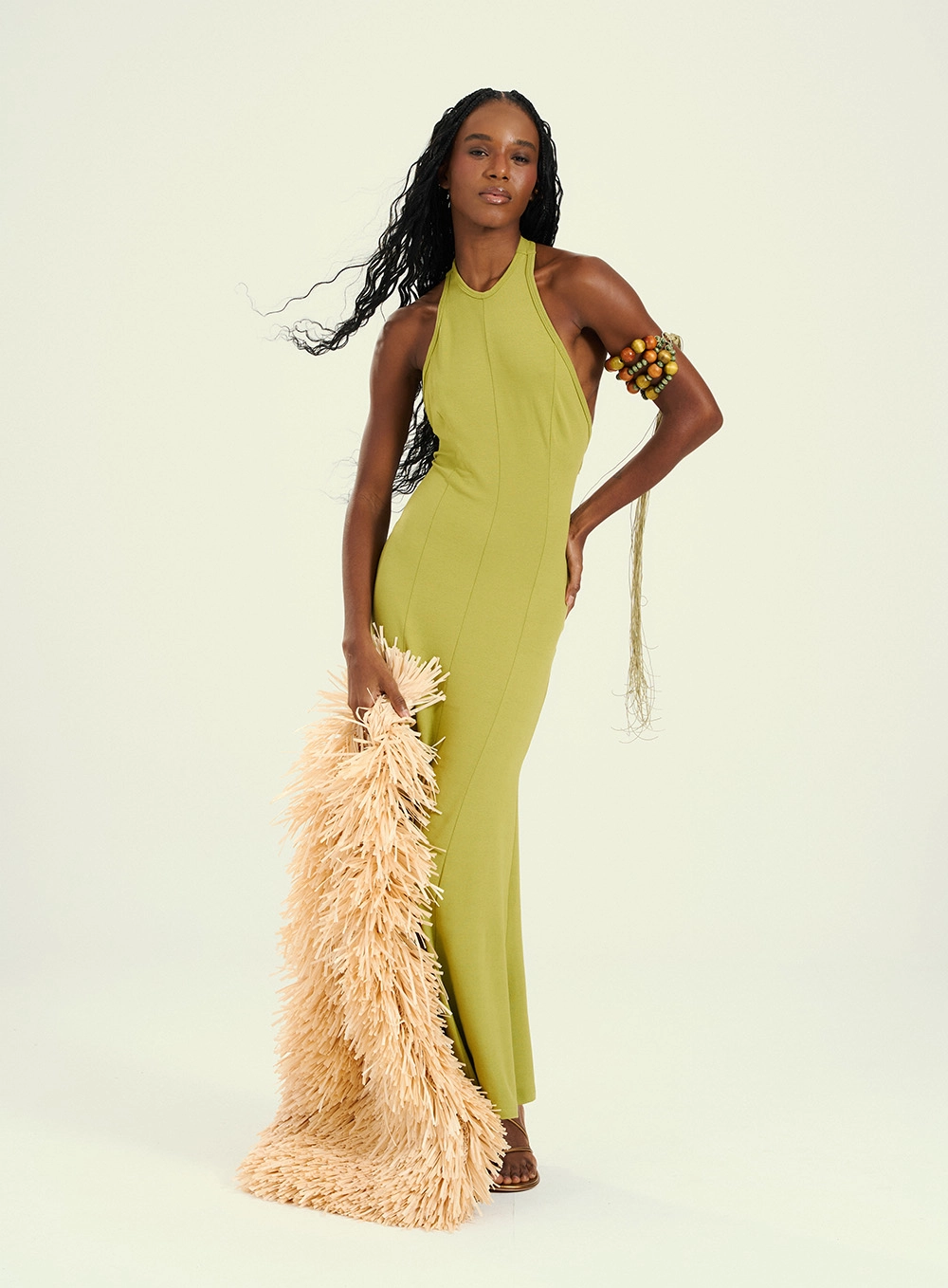 Vestido Feminino Longo  Com Costas Abertas Verde 4