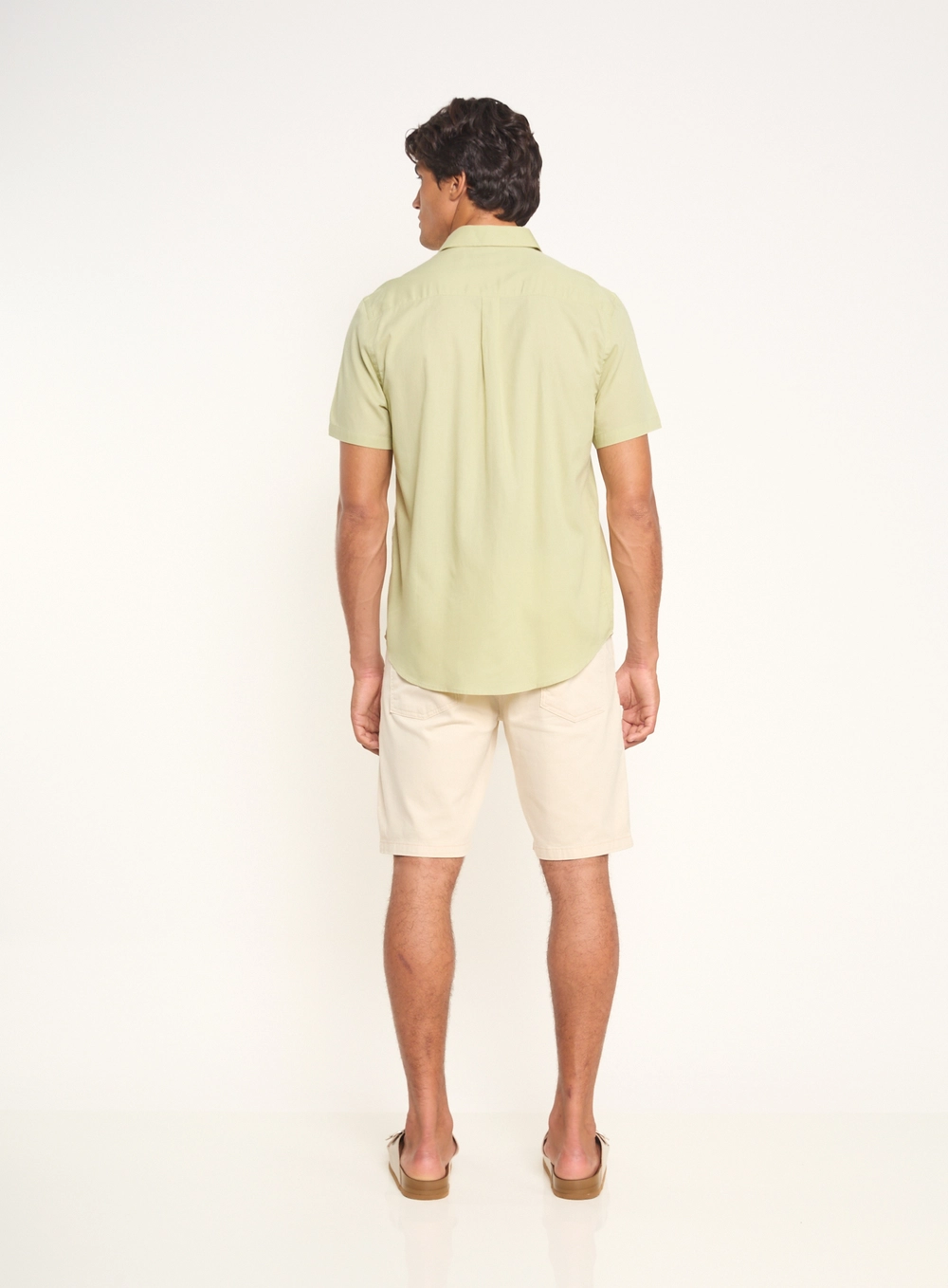 Camisa Masculina Manga Curta Com Logo Bege