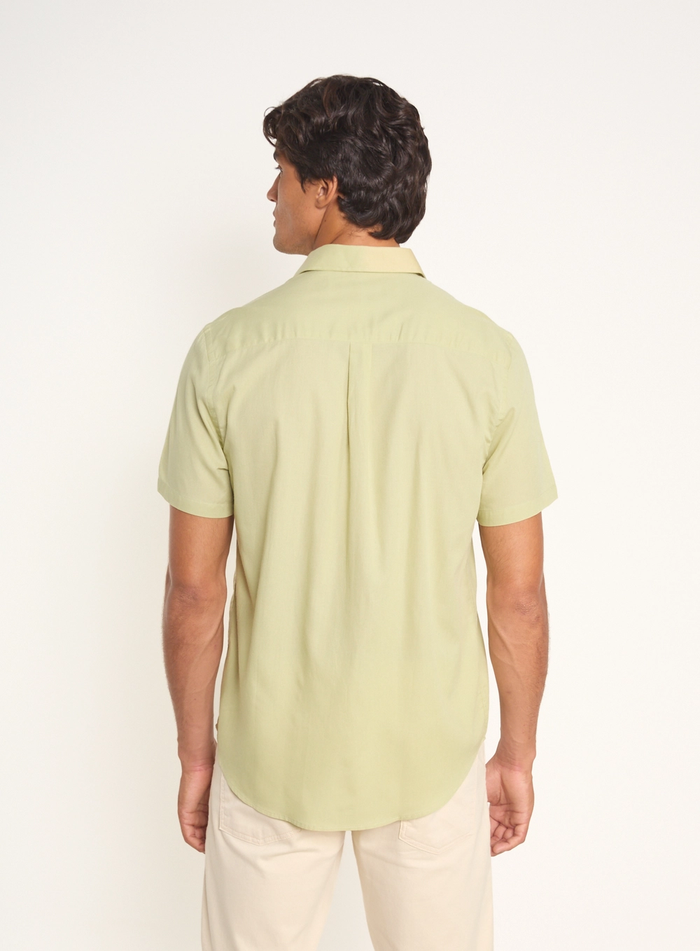 Camisa Masculina Manga Curta Com Logo Bege