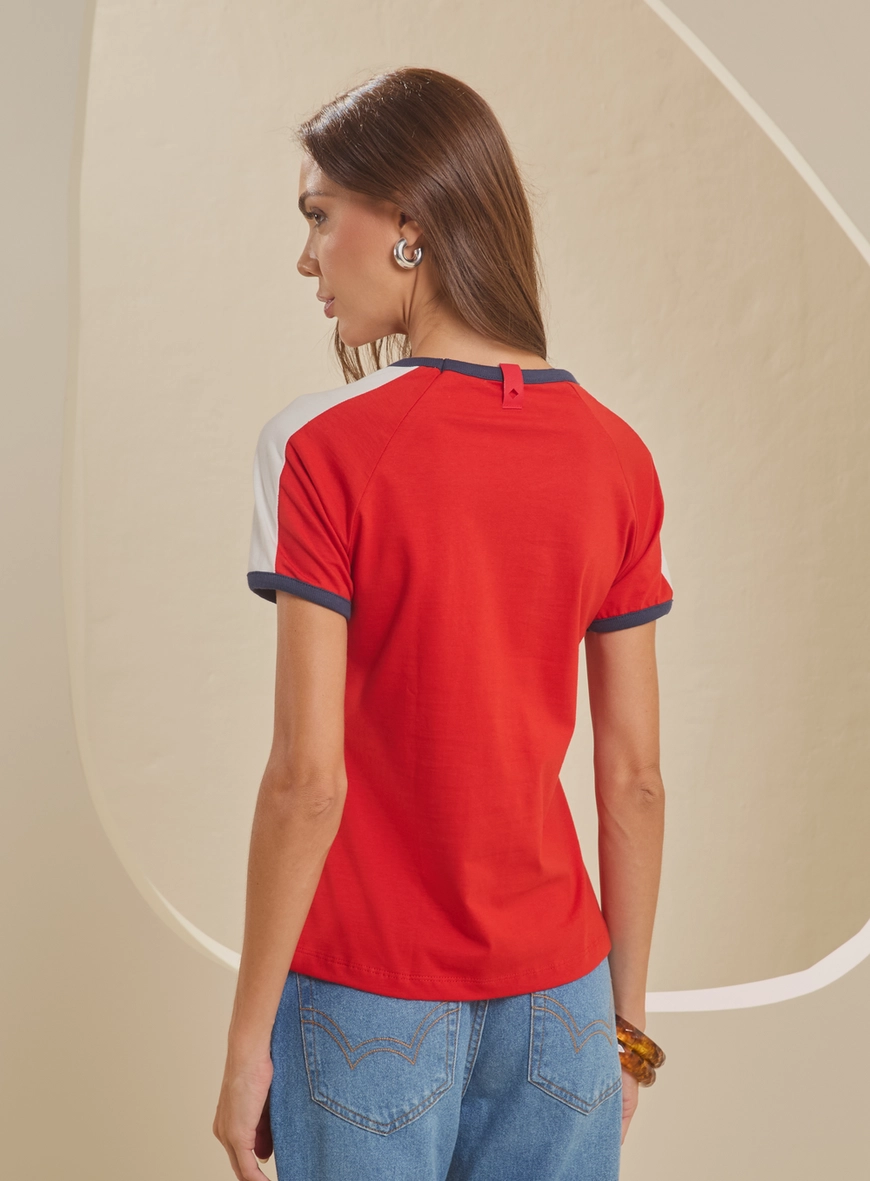 Camiseta Feminina 80s Raglan - Fran Vermelho 2