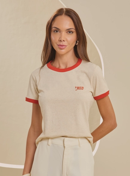 Camiseta Feminina Malha Com Contraste - Fran