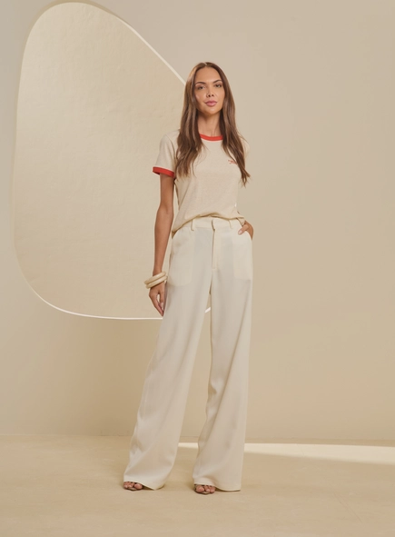 Camiseta Feminina Malha Com Contraste - Fran