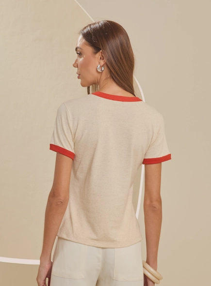 Camiseta Feminina Malha Com Contraste - Fran