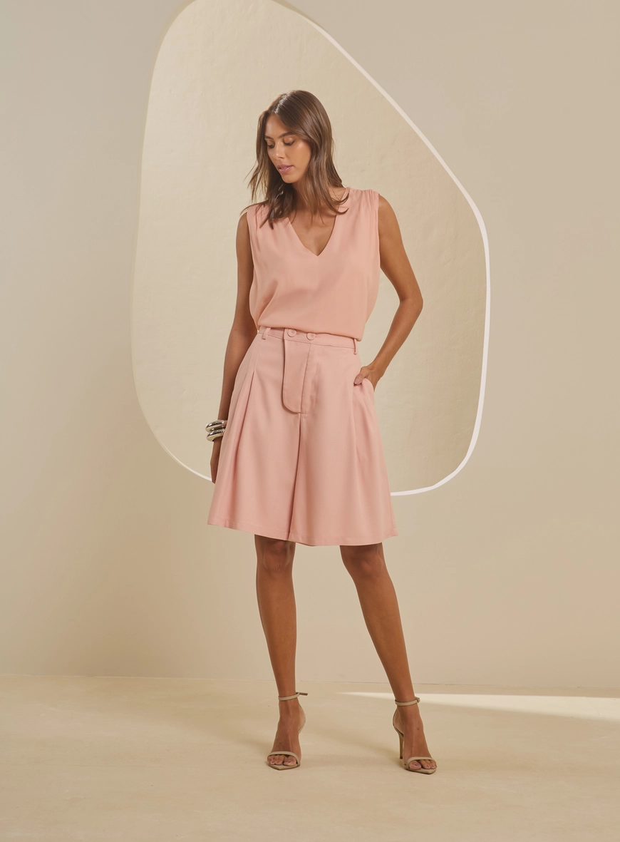 Blusa Mullet Decote V Rosa