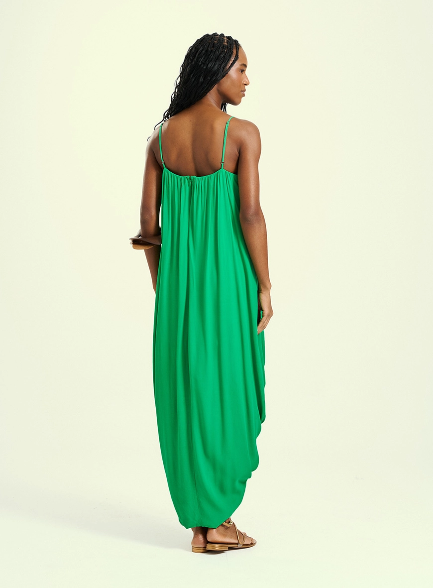 Vestido Feminino Longo Decote Em V Verde 2