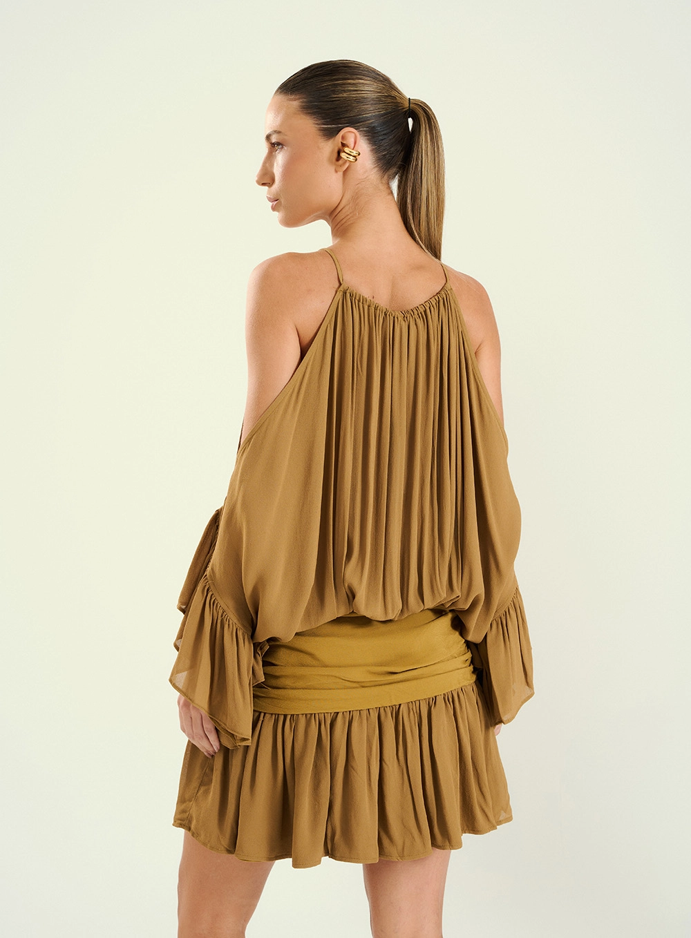 Vestido Feminino Curto Com Detalhes Bege 2