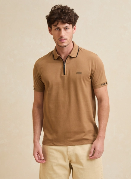 Polo Masculina Muscle Com Zíper
