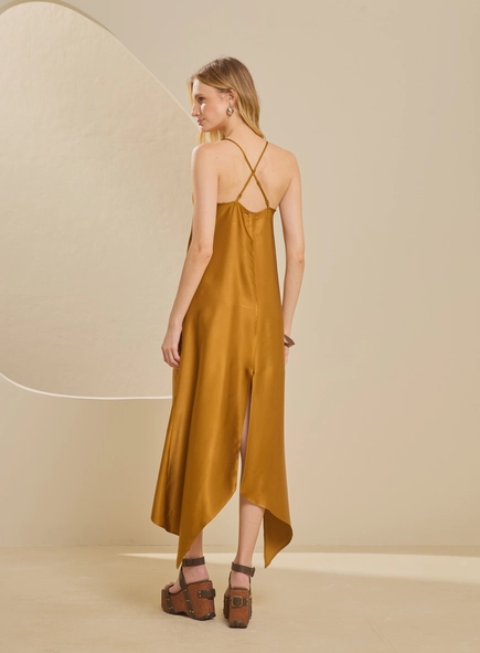 Vestido Midi Assimétrico Acetinado