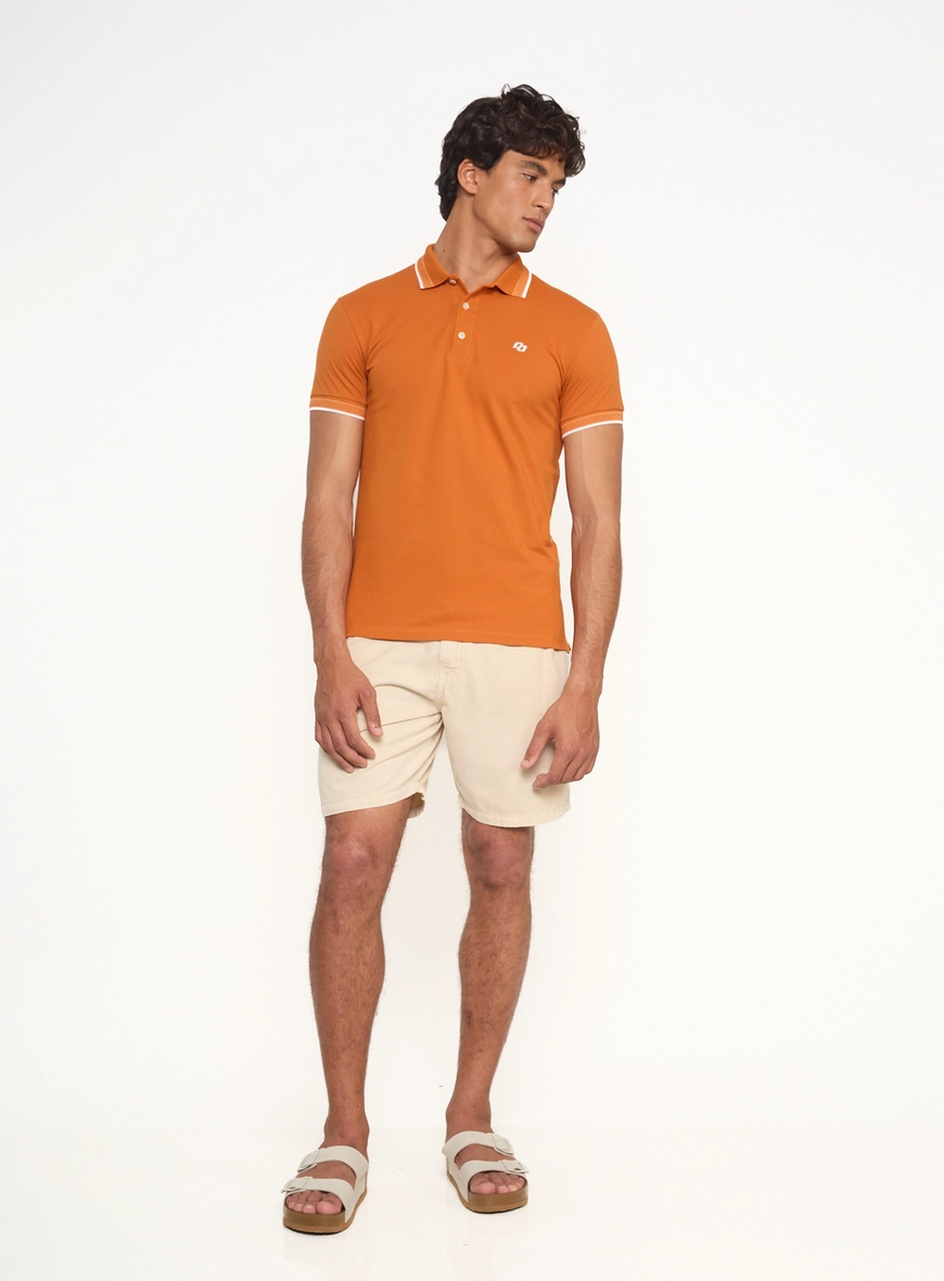 Polo Masculina Com Frisos Contrastantes