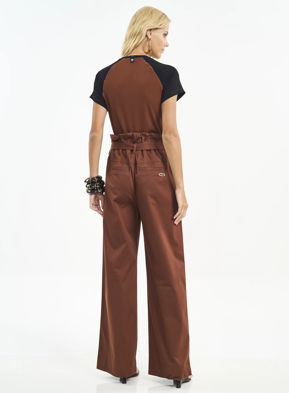 Camiseta Bicolor Com Textura Canelada Marrom