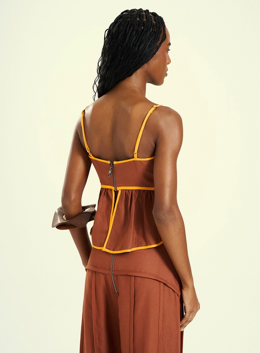 Top Feminino Peplum Com Alças Marrom 2