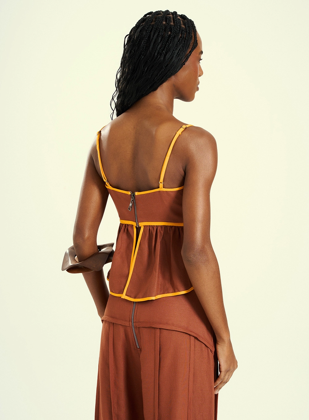 Top Feminino Peplum Com Alças Marrom 2