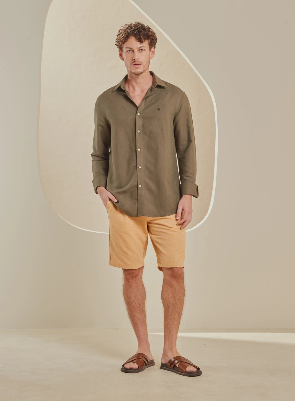 Bermuda Alfaiataria Masculina - Benjamin Amarelo 1