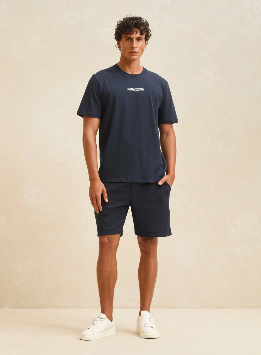 Bermuda Masculina Texturizada Com Cadarço - Dom Azul