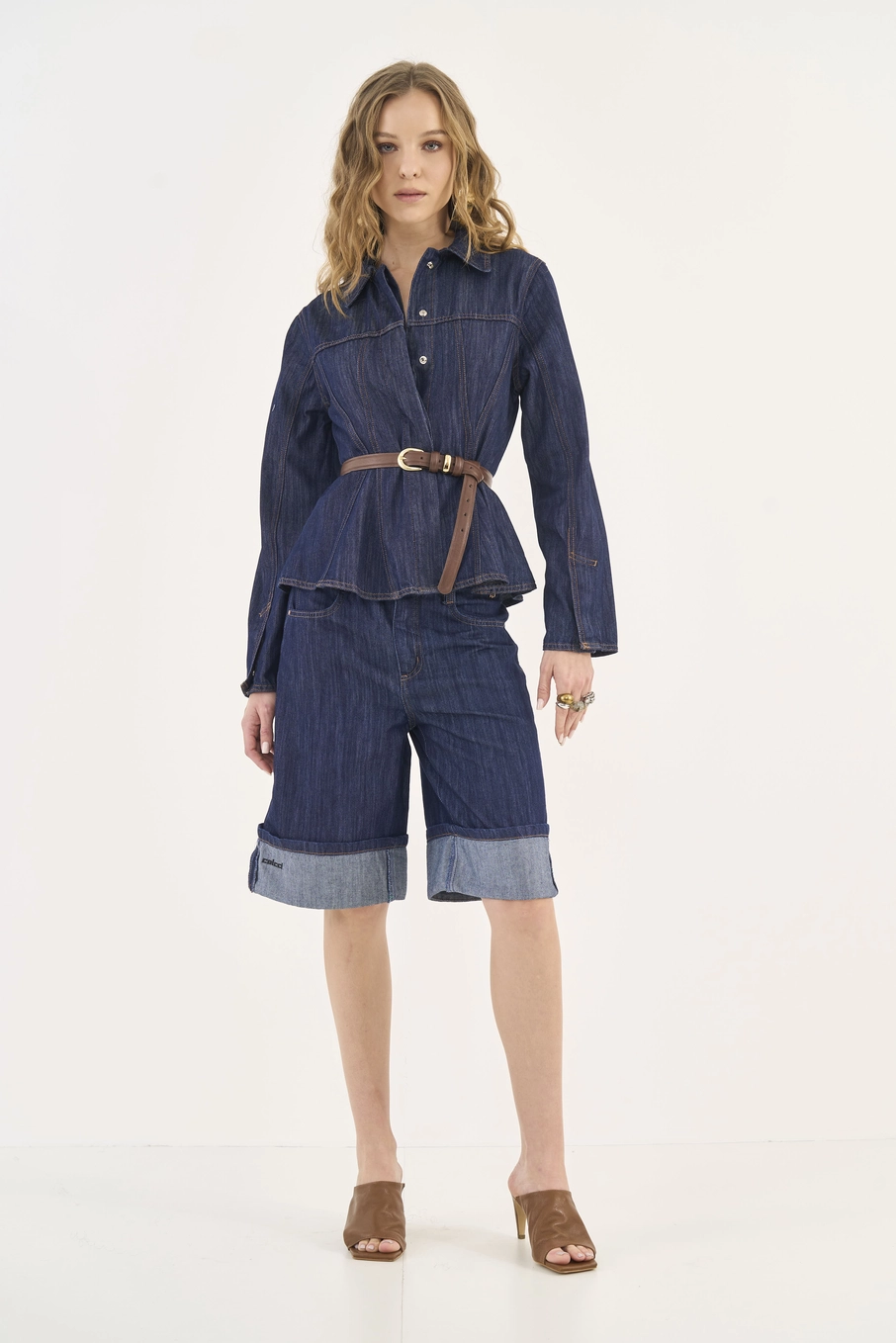 Jaqueta Slim Jeans Com Peplum Índigo