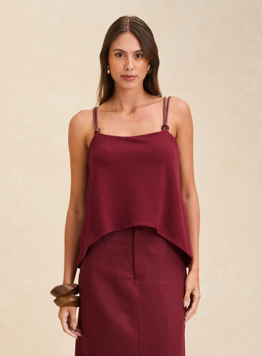 Blusa Assimétrica Texturizada Vermelho 3