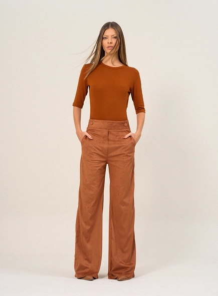 Calça Feminina Wide Leg Com Textura