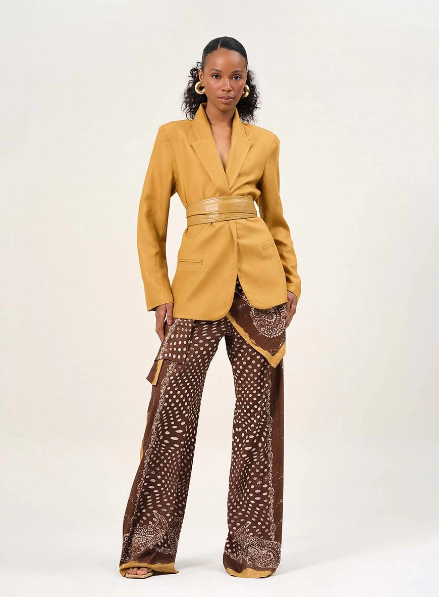 Calça Feminina Estampada Com Sobreposição Estampados 3