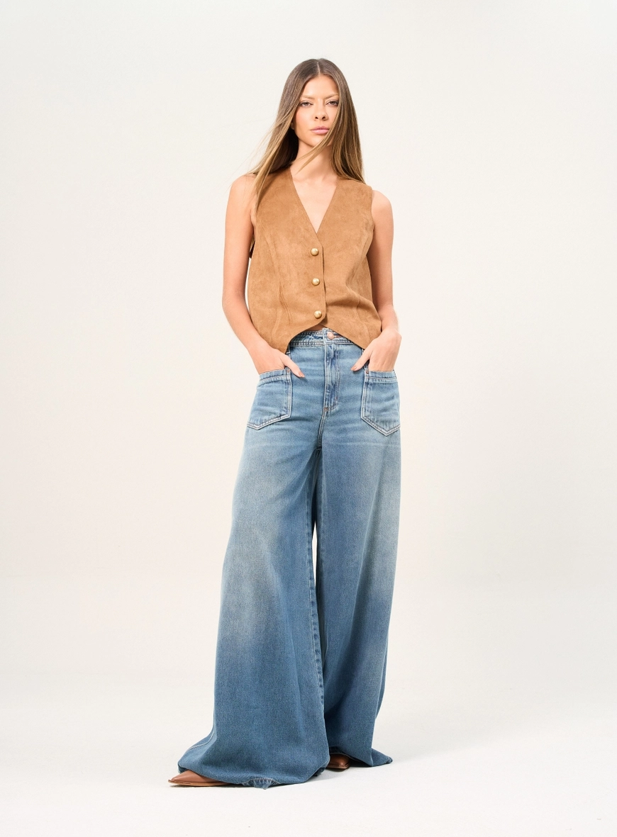 Calça Feminina Jeans Wide Leg Índigo 1